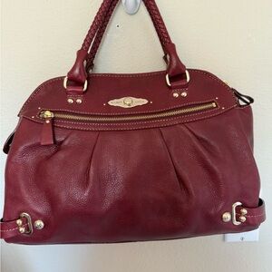 Elliott Lucca Red Leather Satchel with Gold Accents